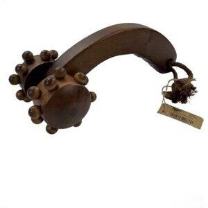 Pier 1 Wood Handheld Massage Roller Boho Retro Spa Tool Vintage Look